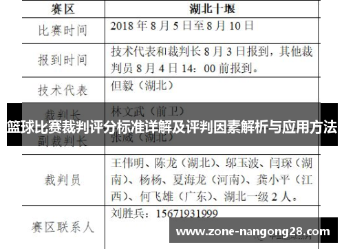 篮球比赛裁判评分标准详解及评判因素解析与应用方法